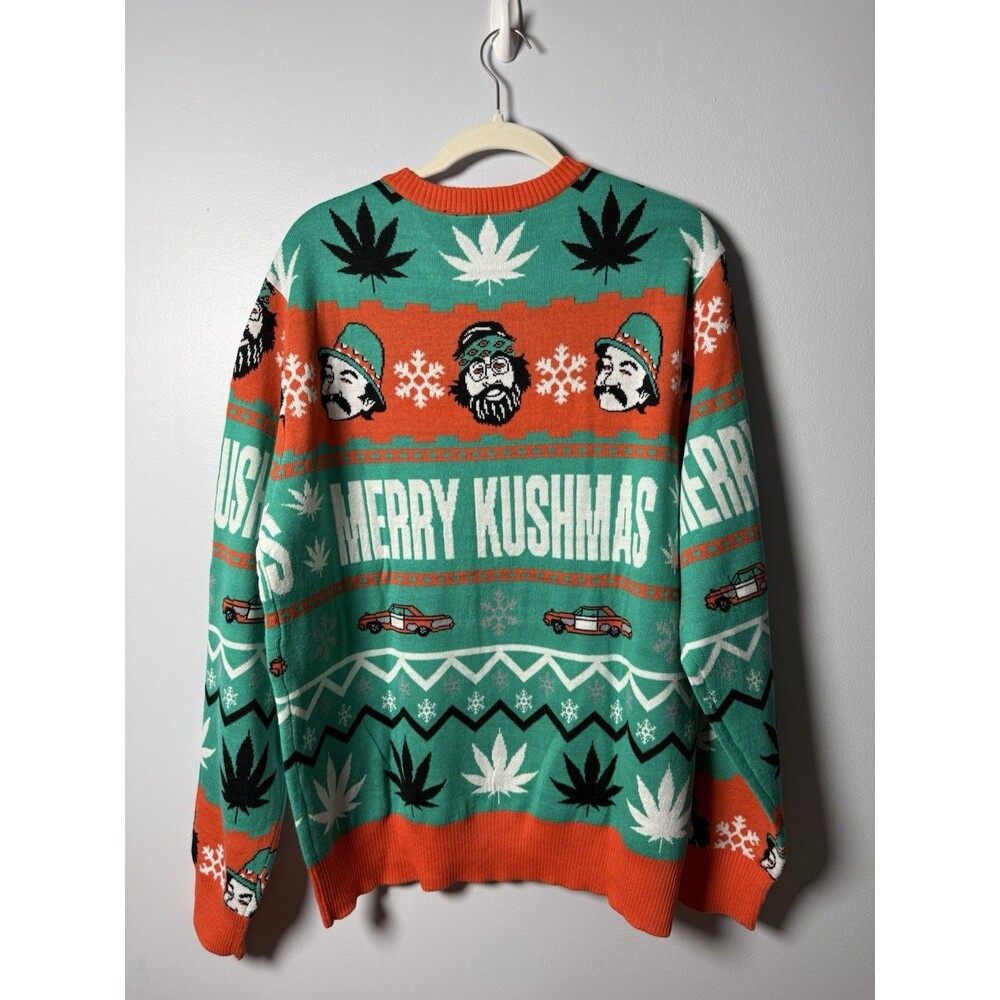 Cheech & Chong Ugly Christmas Sweater Medium Merry Kushmas Novelty Holiday NWOT - Picture 2 of 10